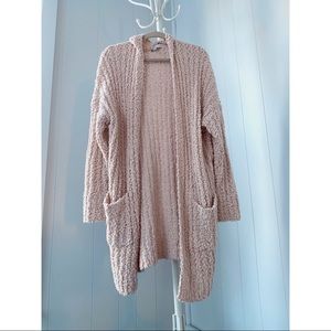 Young Fabulous & Broke On the Road Long Popcorn Cardigan in Dusty Pink